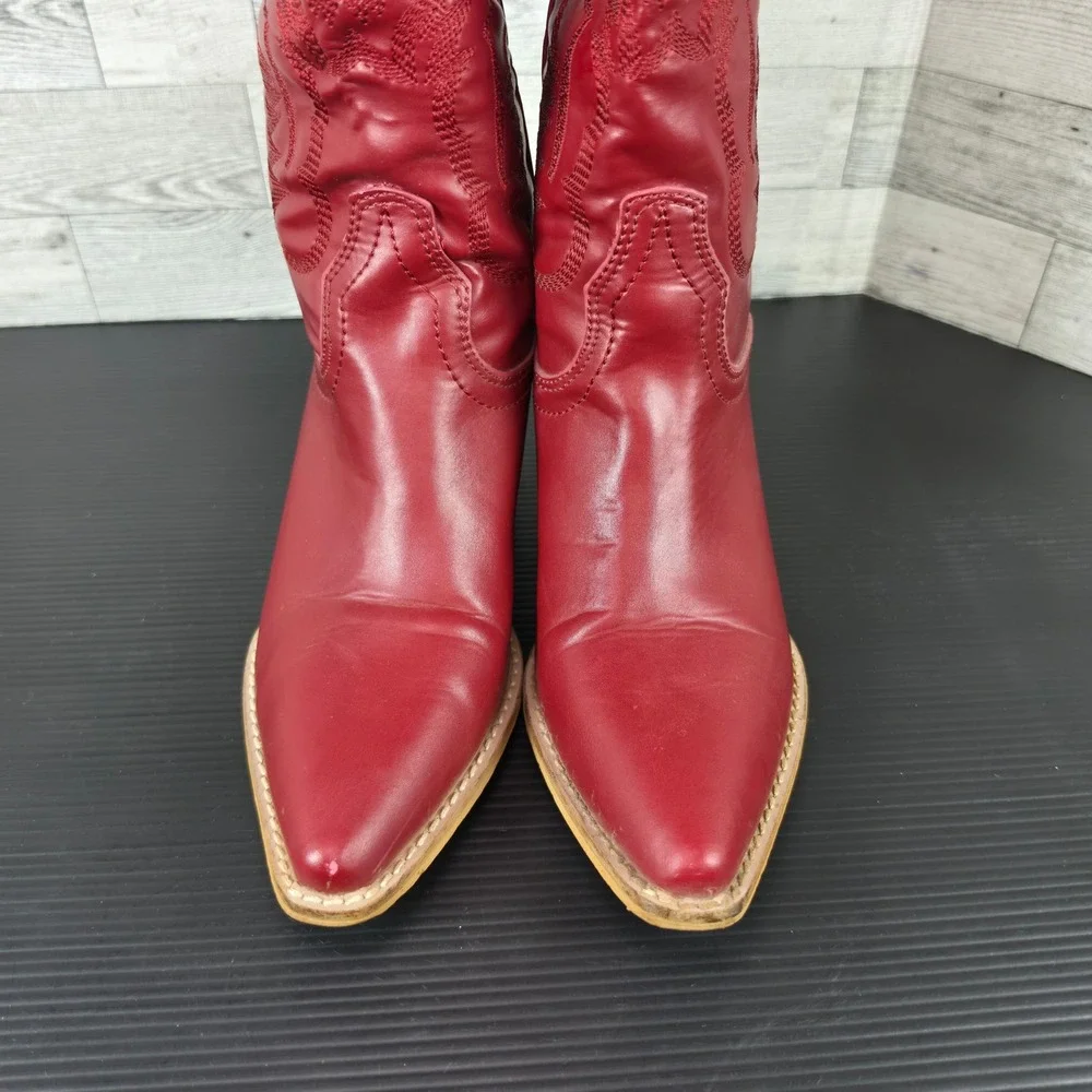 Arider Girl Kids Red Western Cowboy Boots Pointed Toe Stacked Heel Size 7 EUR 37